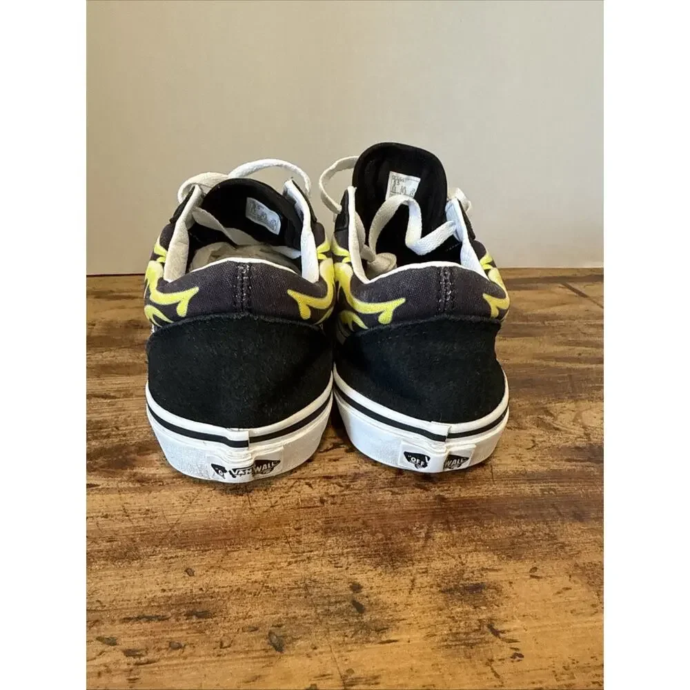 VANS Old Skool Slime Flame Black/White w Green Youth Size‎ 6.5